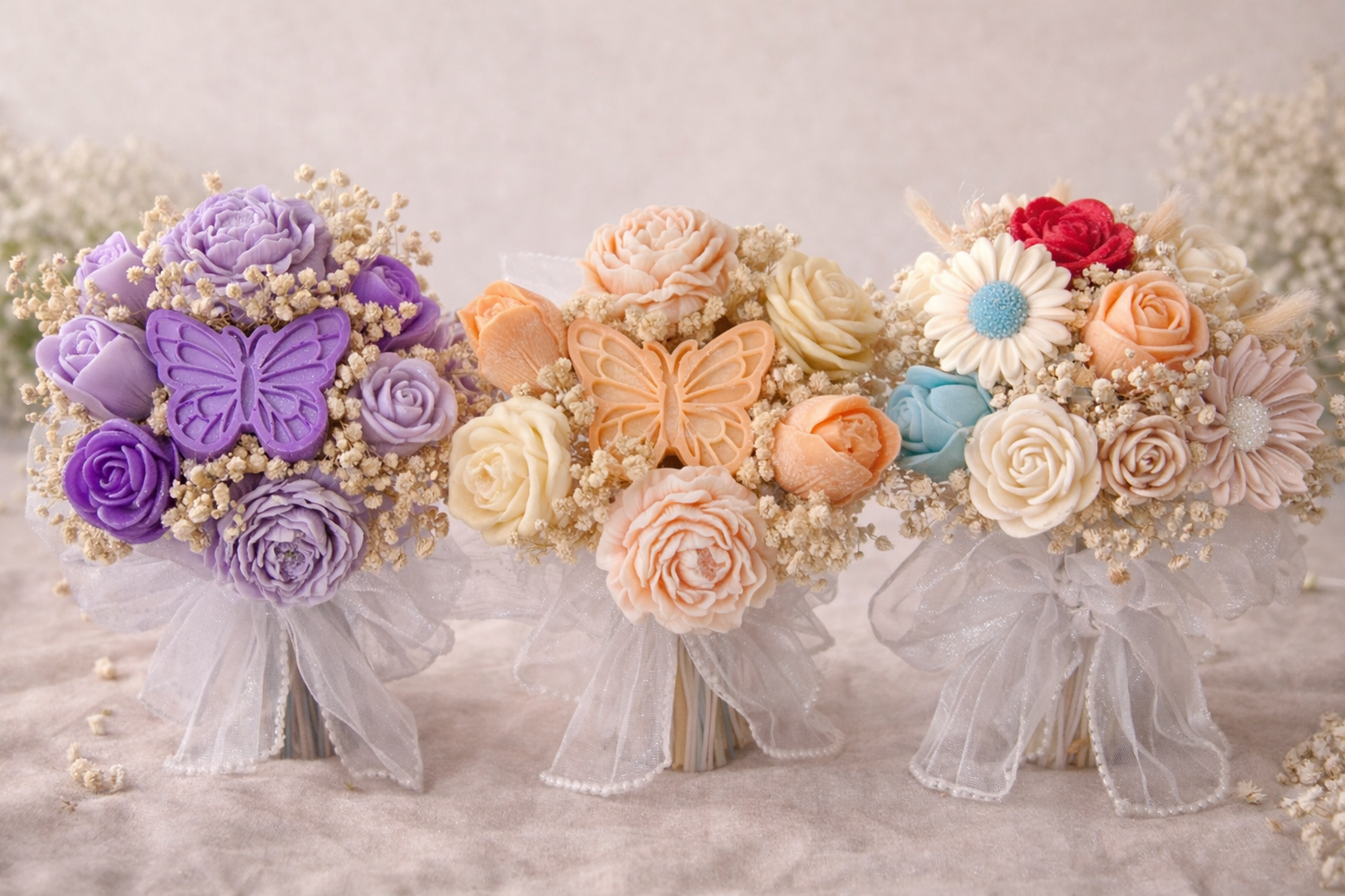 Bouquet de cire floraux